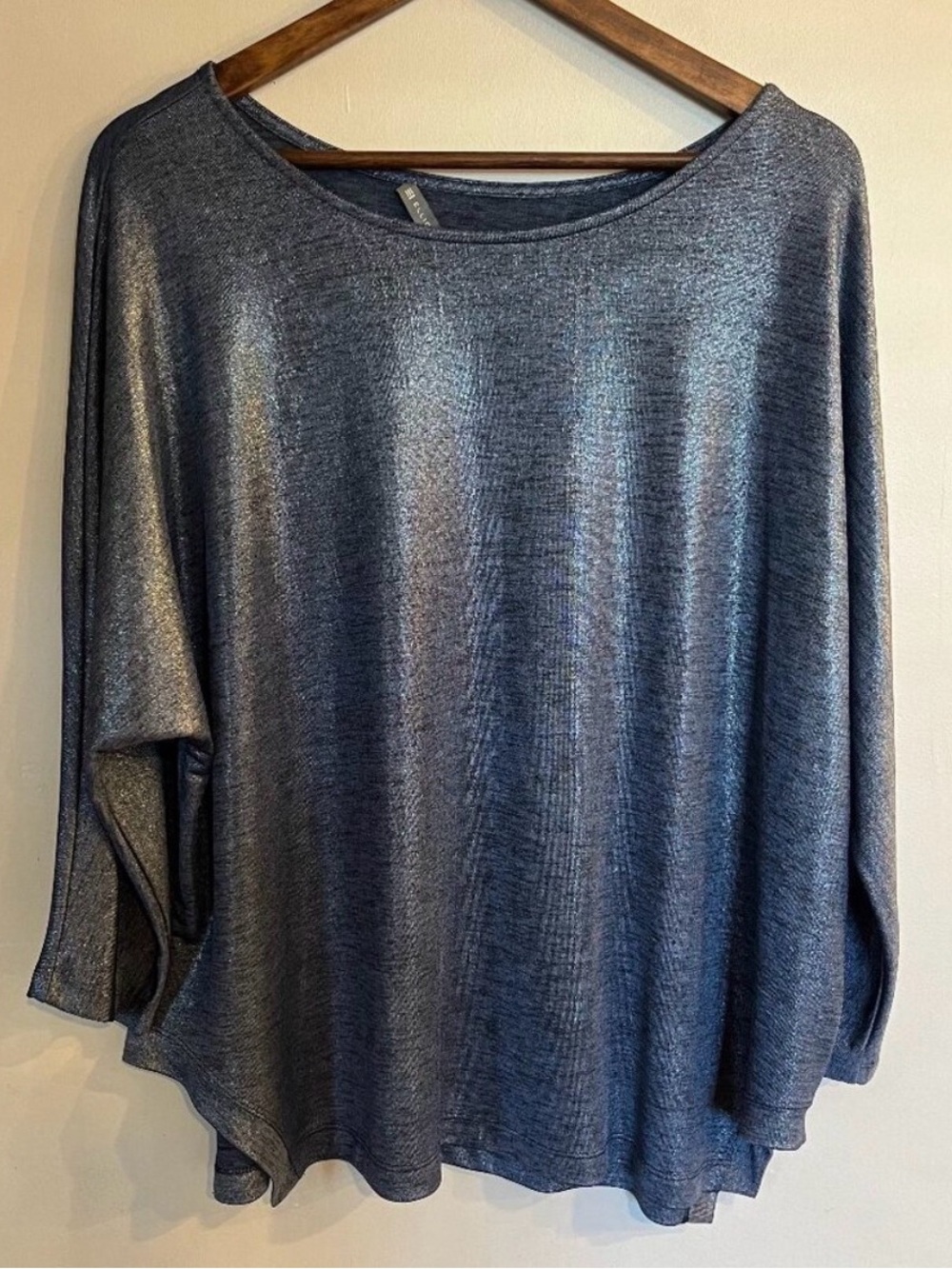 Elliott Lauren Women's Blue Solid Round Neck 3/4 Sleeve Pullover Top XL